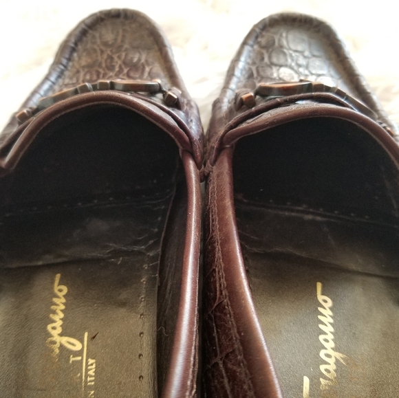 PRICE DROP TODAY ONLY Salvatore Ferragamo Brown Croc Loafers, 8.5AAA - Picture 7 of 12